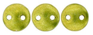 50 6mm Meadowlark Saturated Metallic Two Hole Glass Lentil Beads