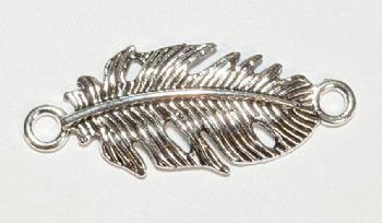 1, 35x14mm Antique Silver Curved Feather Connectors / Link