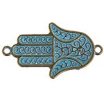 1, 38x21mm Brass Patina Large Fatima Hand Connector / Link