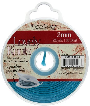 20 Yards of 2mm Aqua Knotting Cord with Reusable Bobbin