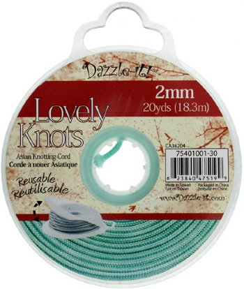 20 Yards of 2mm Turquoise Lovely Knots Knotting Cord with Reusable Bobbin