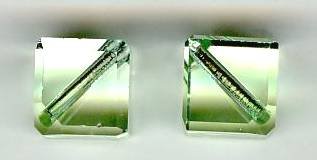 2 8mm Preciosa Light Green Diagonal Cubes