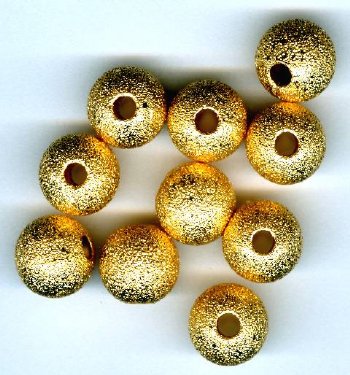10 10mm Round Metal Gold Stardust Beads