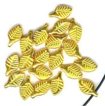 20 11x6mm Bright Gold Metal Leaf Beads