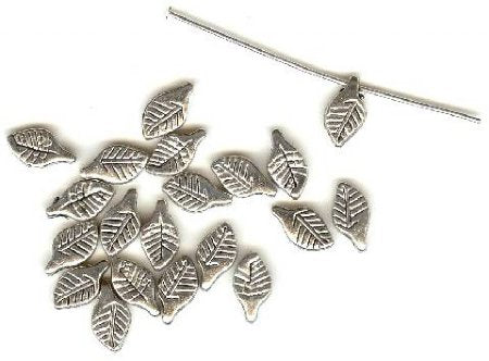 20 11x6mm Antique Silver Leaf Beads