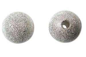 10 14mm Round Bright Silver Plated Stardust Beads