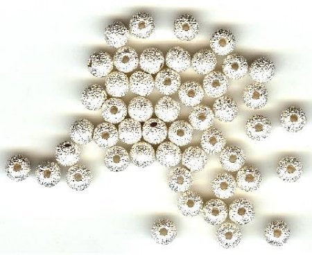 50 4mm Round Metal Silver Stardust