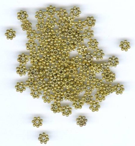100 4x1mm Antique Gold Daisy Spacers
