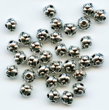 25 5x4mm Antique Silver Beaded Rondelle Spacer