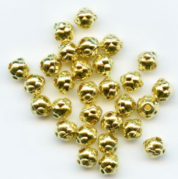 25 5x4mm Bight Gold Beaded Rondelle Spacer
