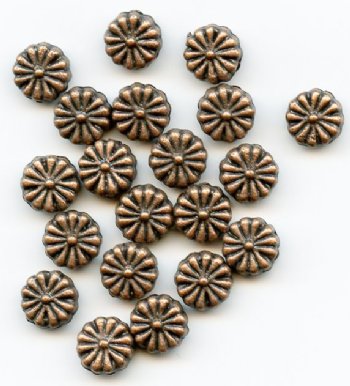 20 8x5mm Double Sided Antique Copper Metal Flower Beads