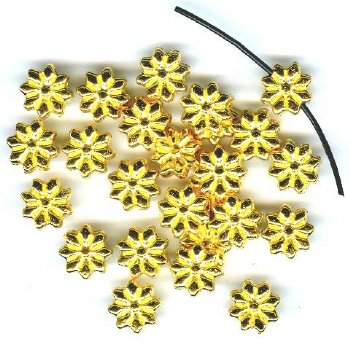 20 9x9mm Bright Gold Metal Flower Beads