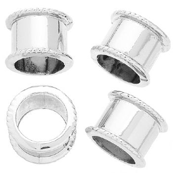 4, 16x10mm Large Hole Silver Global Chic Channel Beads