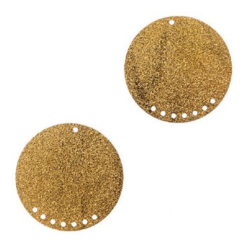 Pack of 4, 35mm Round Stardust Brass 8 Hole Connectors