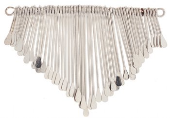 1 Set of Flat Paddle Silver Metallic Necklace Fringe