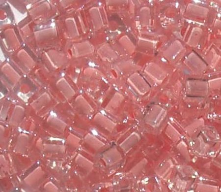 10 grams of 4x4mm Colorlined Opaque Mauve Miyuki Cubes