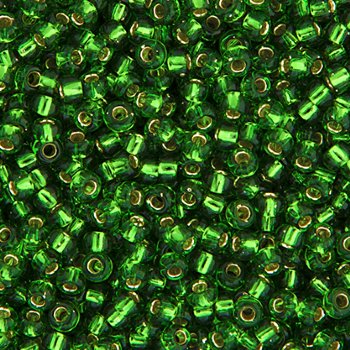 SB6-0016 22g of Silverlined Green 6/0 Miyuki Seed Beads