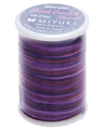 25 Meter Spool Miyuki Crochet Thread - Violet Passion Flower Variegated