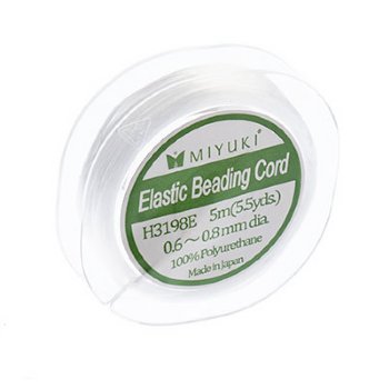 5 Meters of .6mm Diameter Miyuki White Elastic Beading Cord
