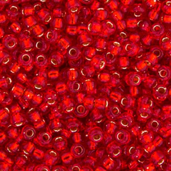 SB11-0010 22g of Silverlined Flame Red 11/0 Miyuki Seed Beads