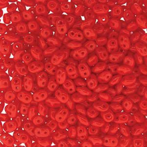 DUO-93200 - 10 Grams Opaque Coral Red 2.5x5mm Superduo Beads