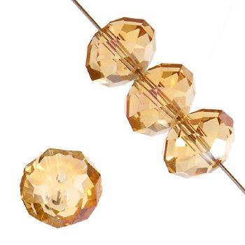 21 10x14mm Faceted Transparent Champagne AB Chinese Crystal Donut Beads