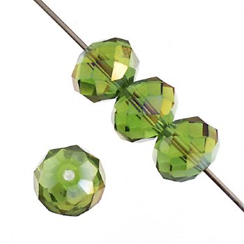 26 8x10mm Faceted Emerald AB Chinese Crystal Donut Beads