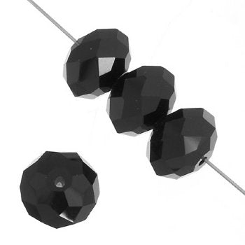 21 10x14mm Faceted Jet Chinese Crystal Donut Beads