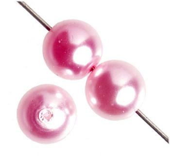 20 12mm Pink Glass Pearl Beads