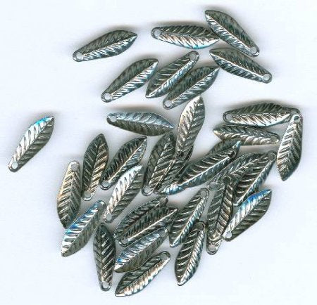 36 11.5x4mm Gunmetal Plated Leaf Pendants