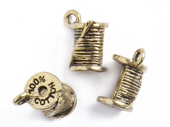 1 11x8mm Antique Gold Needle & Thread Pendant