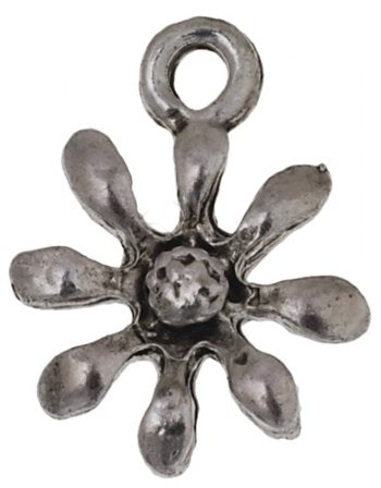1, 12mm Antique Silver Daisy Flower Pendant
