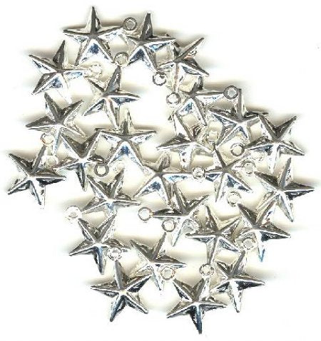 25 13x11mm Silver Plated Hollow Star Pendants