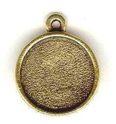 1 15mm Antique Gold Round Pendant Frame