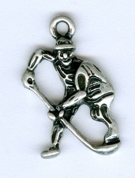 1 21x13mm Antique Silver Hockey Player Pendant