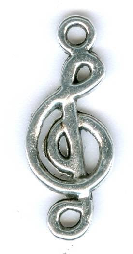 1 20x8mm Antique Silver Treble Music Note Pendant