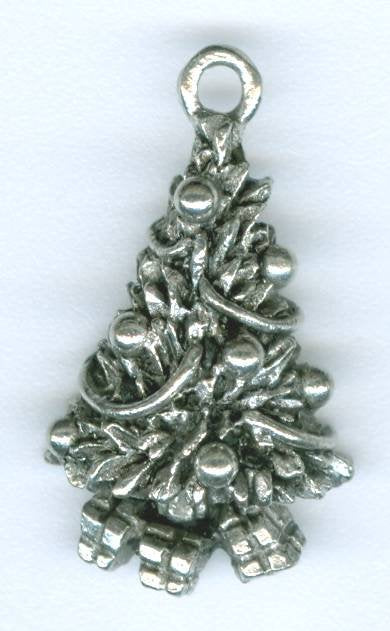 1 22x14mm Antique Silver Christmas Tree w/ Presents Pendant