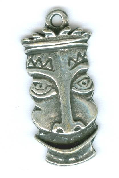 1 23x10mm Antique Silver Tiki Mask Pendant