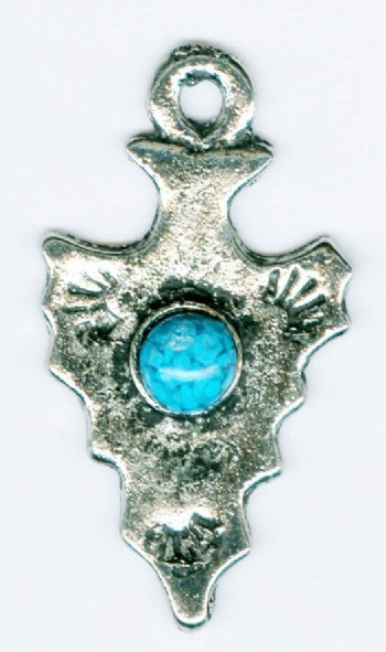 1 34x19mm Antique Silver Arrowhead Pendant With Blue Stone