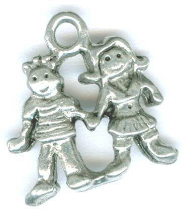 1 15mm Antique Silver Boy & Girl Pendant