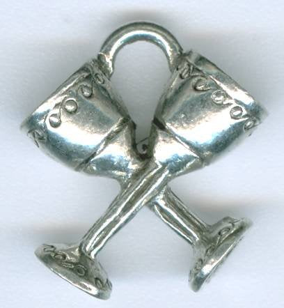 1 12mm Antique Silver Wine Glass Pendant
