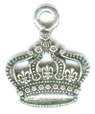 1 18x15mm Antique Silver Crown Pendant