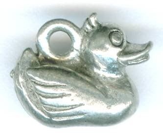1 10x12mm Antique Silver Duck Pendant