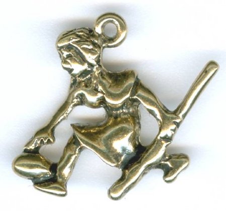 1 19x22mm Antique Gold Female Curler Pendant