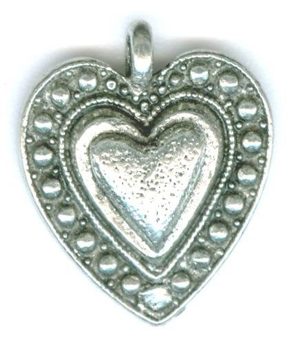 1 19mm Antique Silver Raised Heart Pendant
