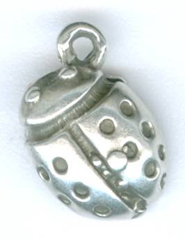 1 13x8mm Antique Silver Ladybug Pendant