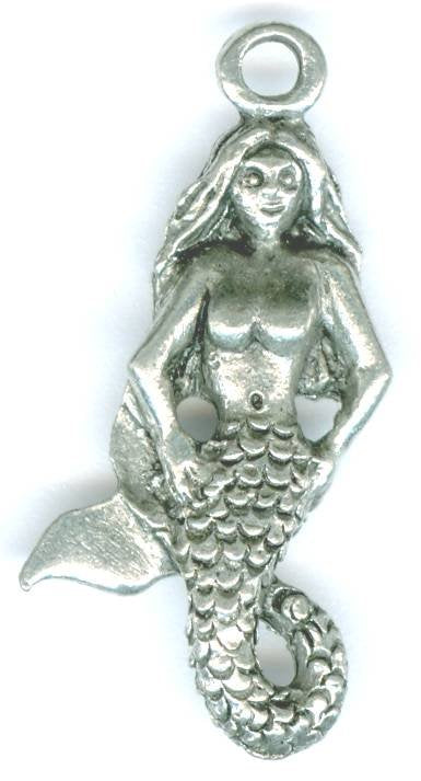 1 28mm Antique Silver Mermaid Pendant