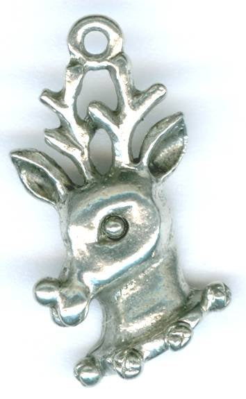 1 20mm Antique Silver Rudolph the Reindeer Pendant