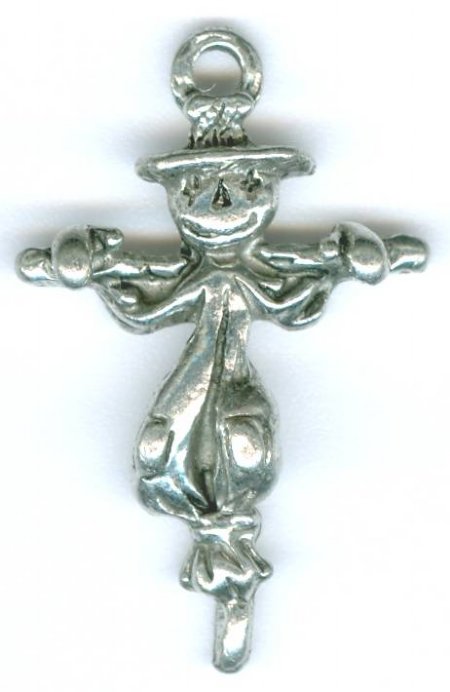 1 28mm Antique Silver Scarecrow Pendant