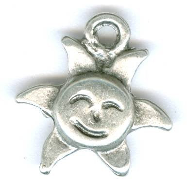 1 20mm Antique Silver Smiling Sun Pendant